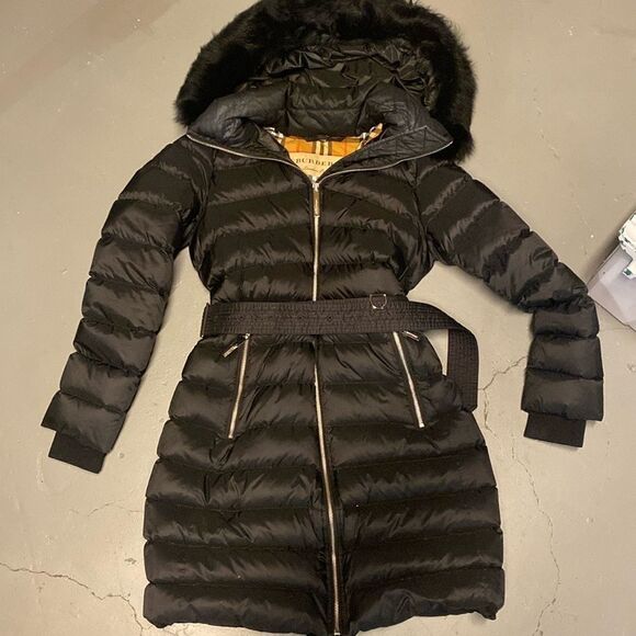 Size Small Black Burberry Limefield Hooded Belted Puffer Jacket - Picture 11 of 11